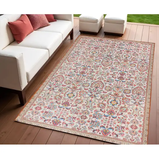 Black and Red Floral Handmade Indoor Outdoor Area Rug Photo 1