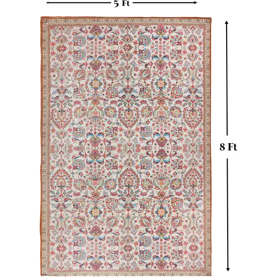 Black and Red Floral Handmade Indoor Outdoor Area Rug Photo 7