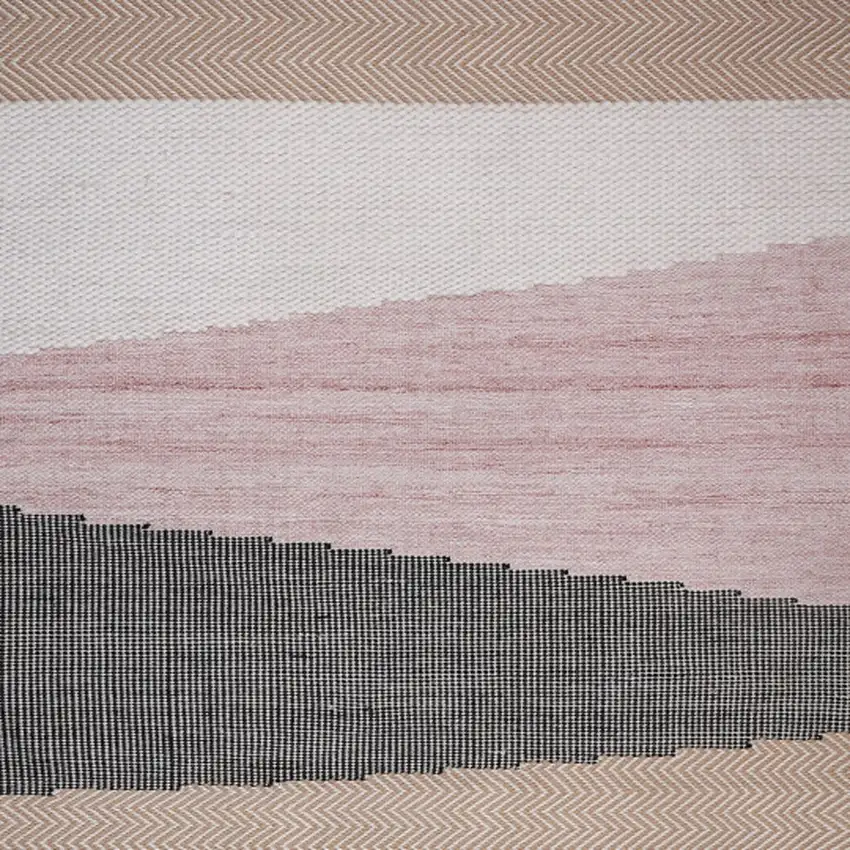 Black and Red Geometric Hand Woven Area Rug Photo 5