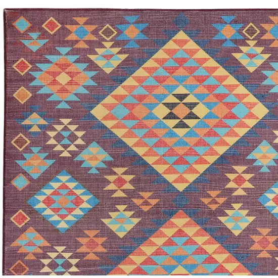 Black and Red Geometric Hand Woven Area Rug Photo 4