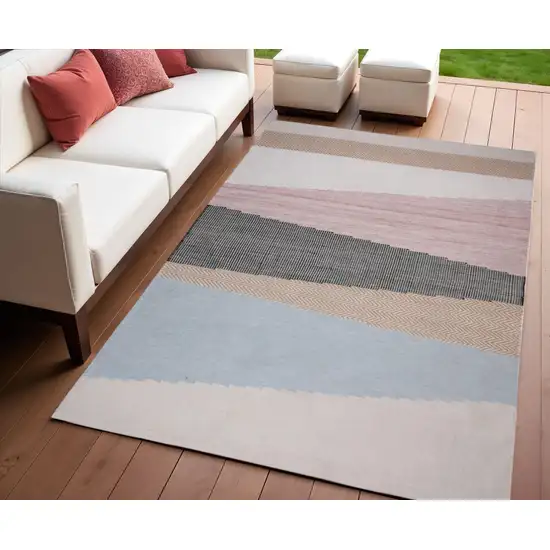 Black and Red Geometric Handmade Indoor Outdoor Area Rug Photo 1