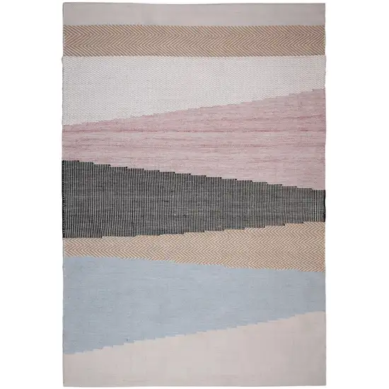 Black and Red Geometric Handmade Indoor Outdoor Area Rug Photo 2