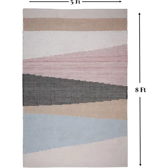 Black and Red Geometric Handmade Indoor Outdoor Area Rug Photo 6