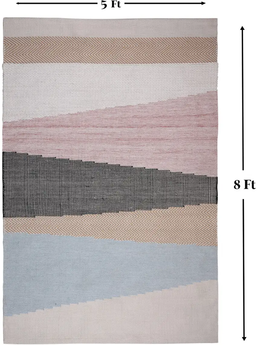 Black and Red Geometric Handmade Indoor Outdoor Area Rug Photo 6