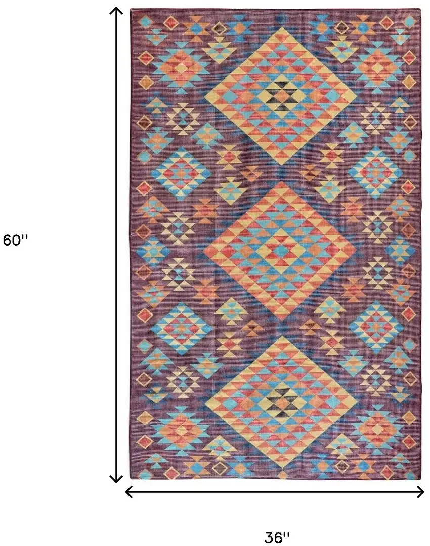 Black and Red Geometric Handmade Indoor Outdoor Area Rug Photo 3