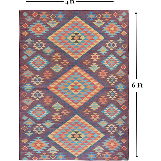 Black and Red Geometric Handmade Indoor Outdoor Area Rug Photo 7