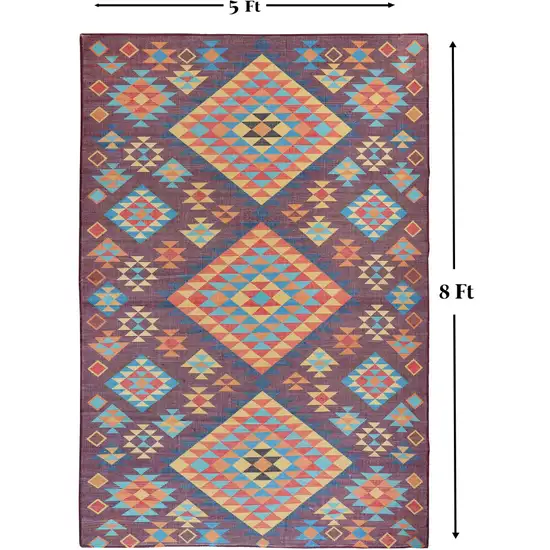 Black and Red Geometric Handmade Indoor Outdoor Area Rug Photo 7