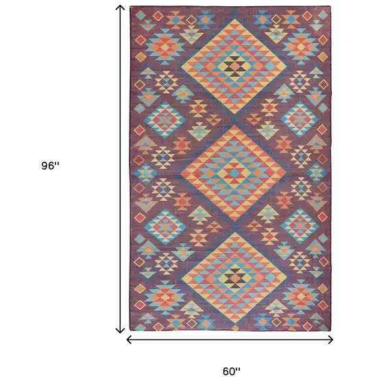 Black and Red Geometric Handmade Indoor Outdoor Area Rug Photo 6