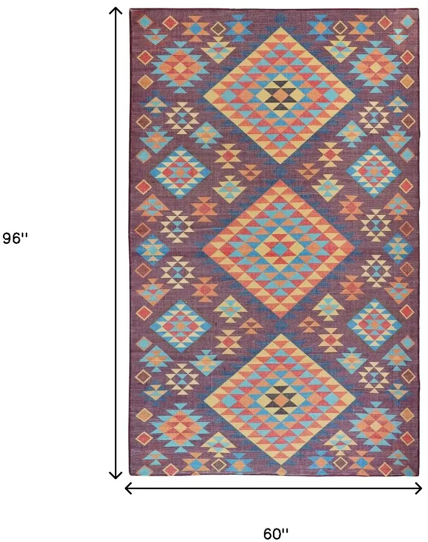 Black and Red Geometric Handmade Indoor Outdoor Area Rug Photo 6