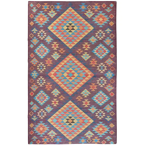 Black and Red Geometric Handmade Indoor Outdoor Area Rug Photo 4