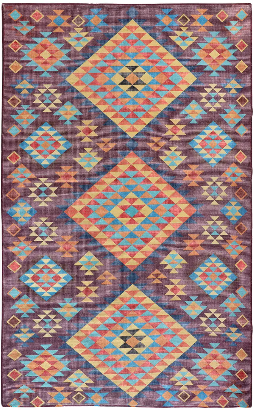 Black and Red Geometric Handmade Indoor Outdoor Area Rug Photo 1