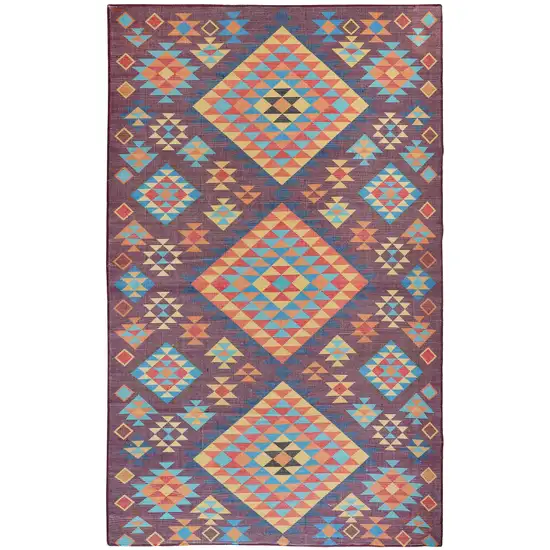 Black and Red Geometric Handmade Indoor Outdoor Area Rug Photo 1