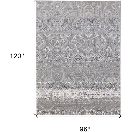 Black and Silver Abstract Power Loom Worn Faded Area Rug Photo 3