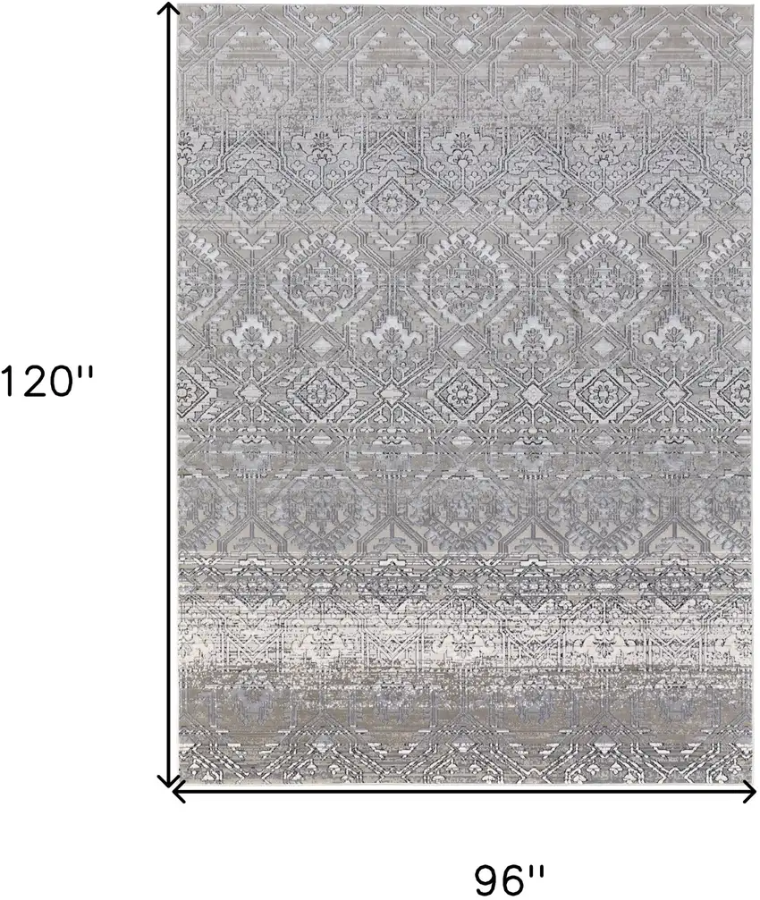 Black and Silver Abstract Power Loom Worn Faded Area Rug Photo 3