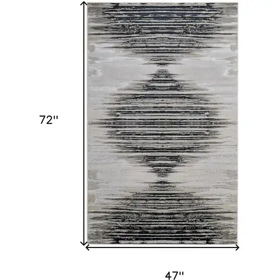 Black and Silver Geometric Power Loom Area Rug Photo 8