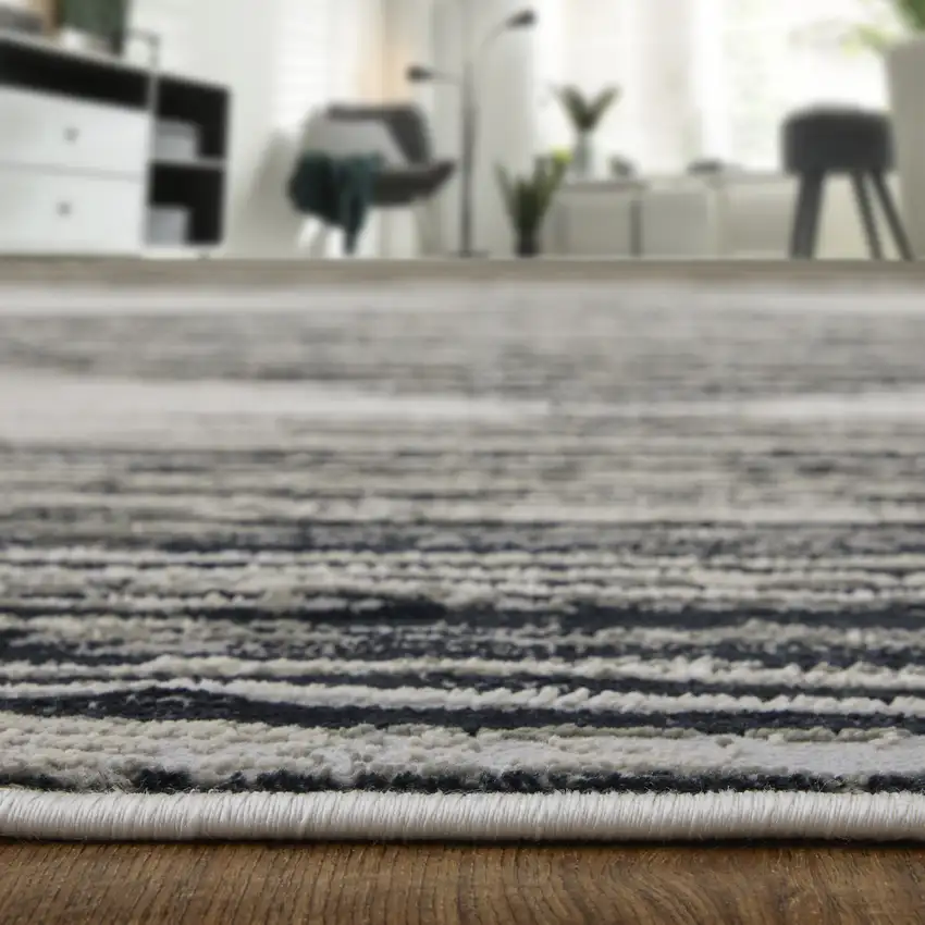 Black Silver And Taupe Geometric Area Rug Photo 8