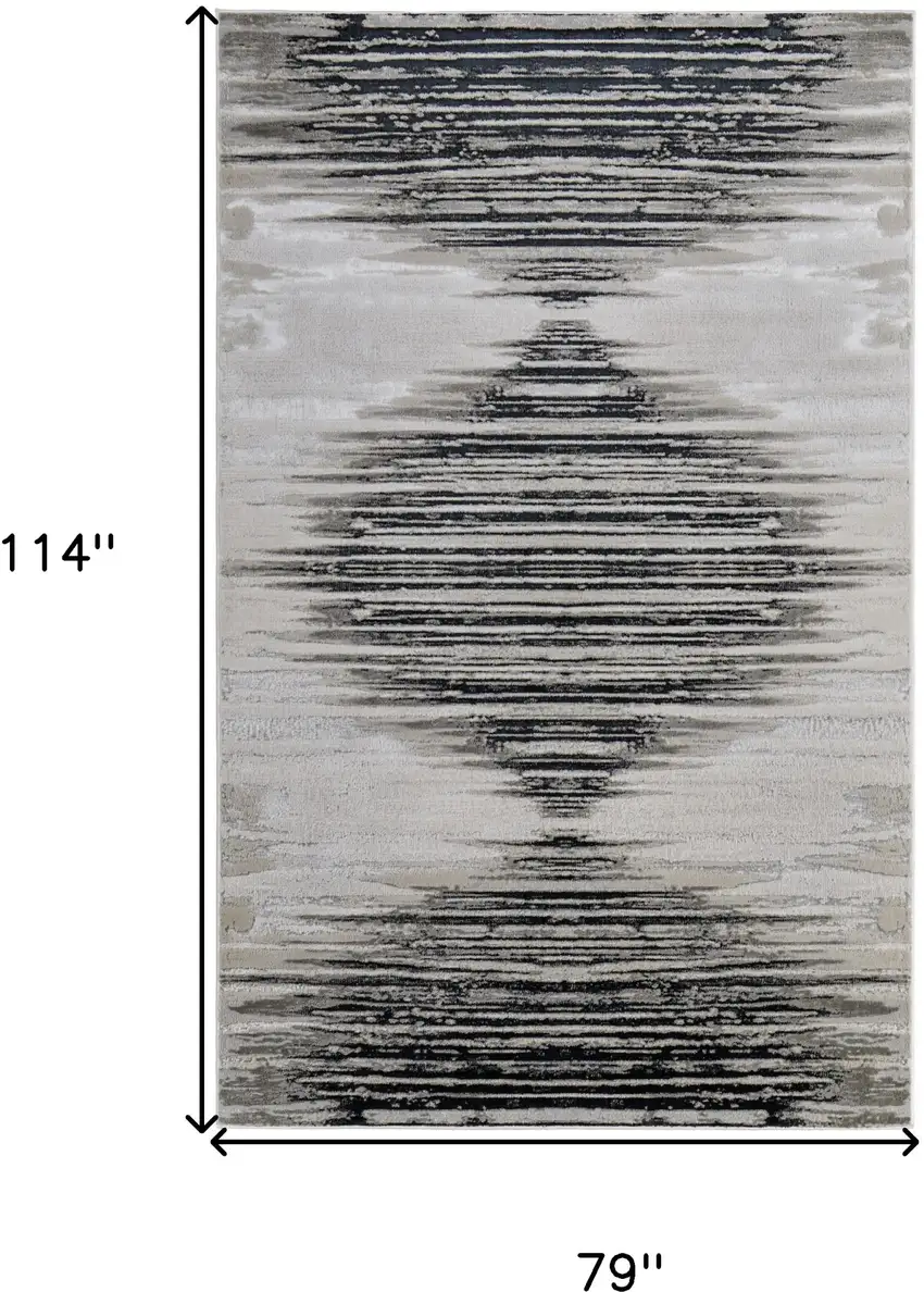 Black and Silver Geometric Power Loom Area Rug Photo 3