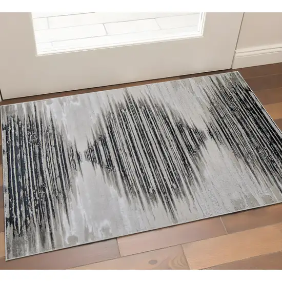 Black Silver And Taupe Geometric Area Rug Photo 1