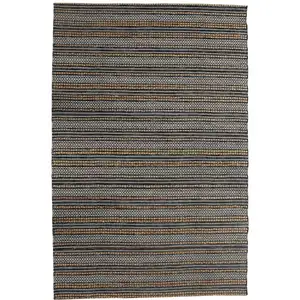 Photo of Black and Tan Decorative Striped Area Rug