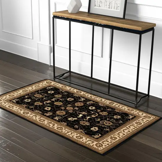 Black And Ivory Oriental Area Rug Photo 2
