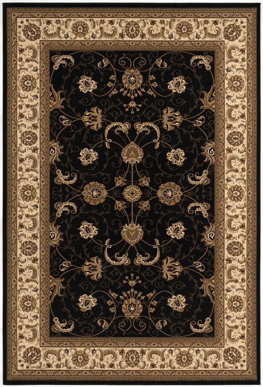 Black And Ivory Oriental Area Rug Photo 1