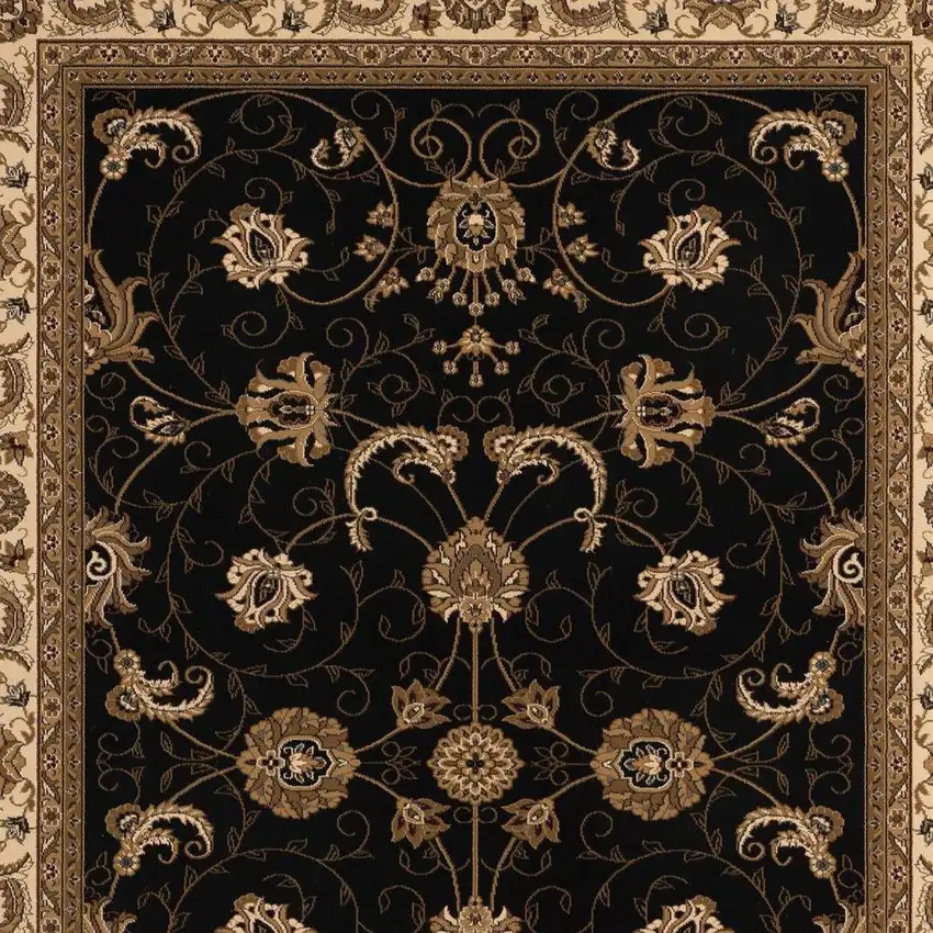 Black And Ivory Oriental Area Rug Photo 3