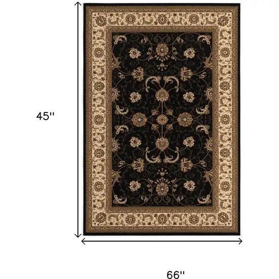 Black And Ivory Oriental Area Rug Photo 8