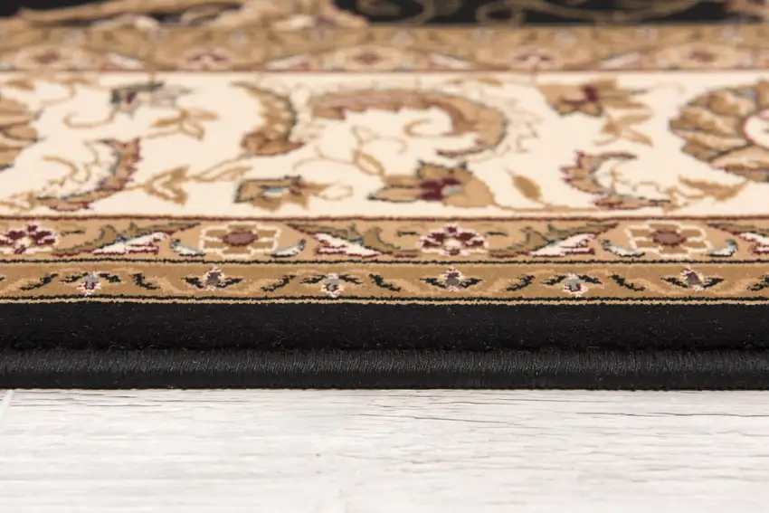 Black and Tan Floral Vines Area Rug Photo 8