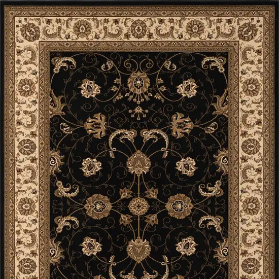 Black and Ivory Oriental Power Loom Area Rug Photo 6