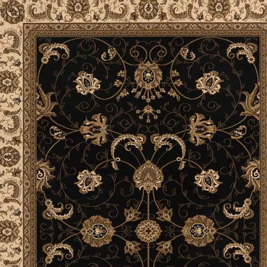 Black and Ivory Oriental Power Loom Area Rug Photo 3