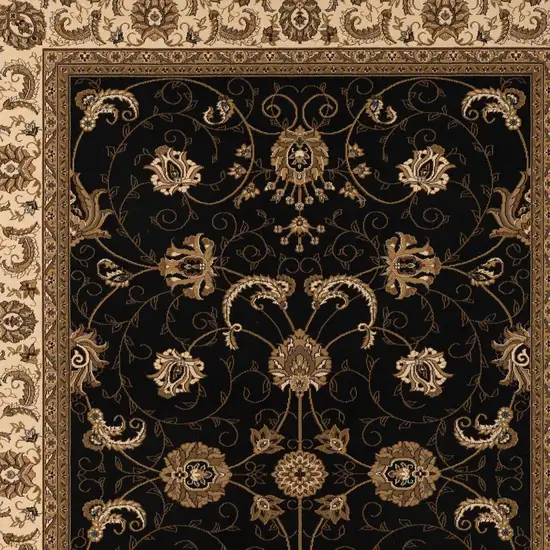 Black and Ivory Oriental Power Loom Area Rug Photo 5