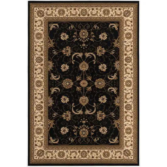 Black and Ivory Oriental Power Loom Area Rug Photo 2