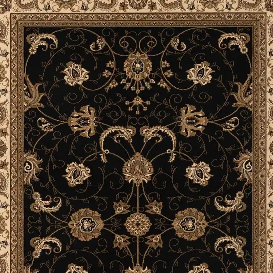 Black and Ivory Oriental Power Loom Area Rug Photo 3