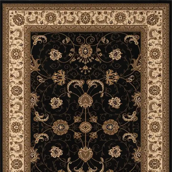 Black and Ivory Oriental Power Loom Area Rug Photo 4