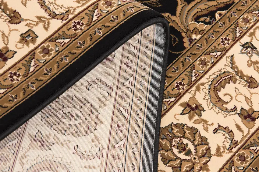 Black and Tan Floral Vines Area Rug Photo 7