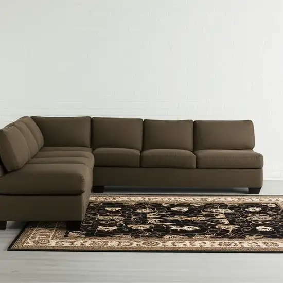 Black And Ivory Oriental Area Rug Photo 2