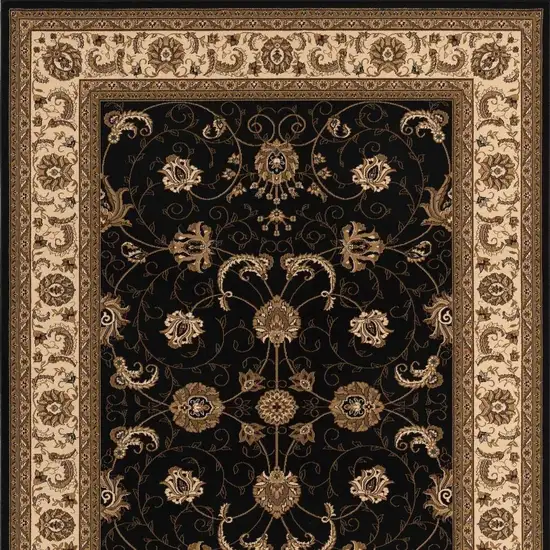 Black And Ivory Oriental Area Rug Photo 4