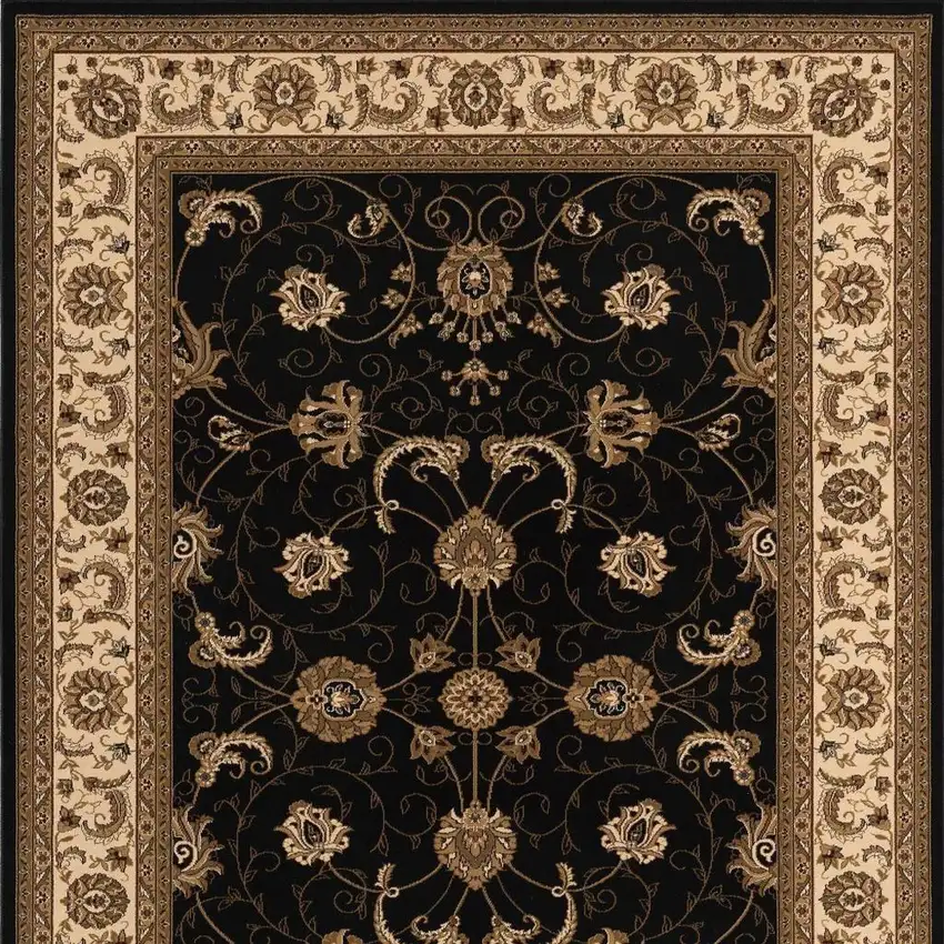 Black And Ivory Oriental Area Rug Photo 4