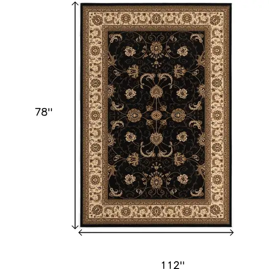 Black And Ivory Oriental Area Rug Photo 8