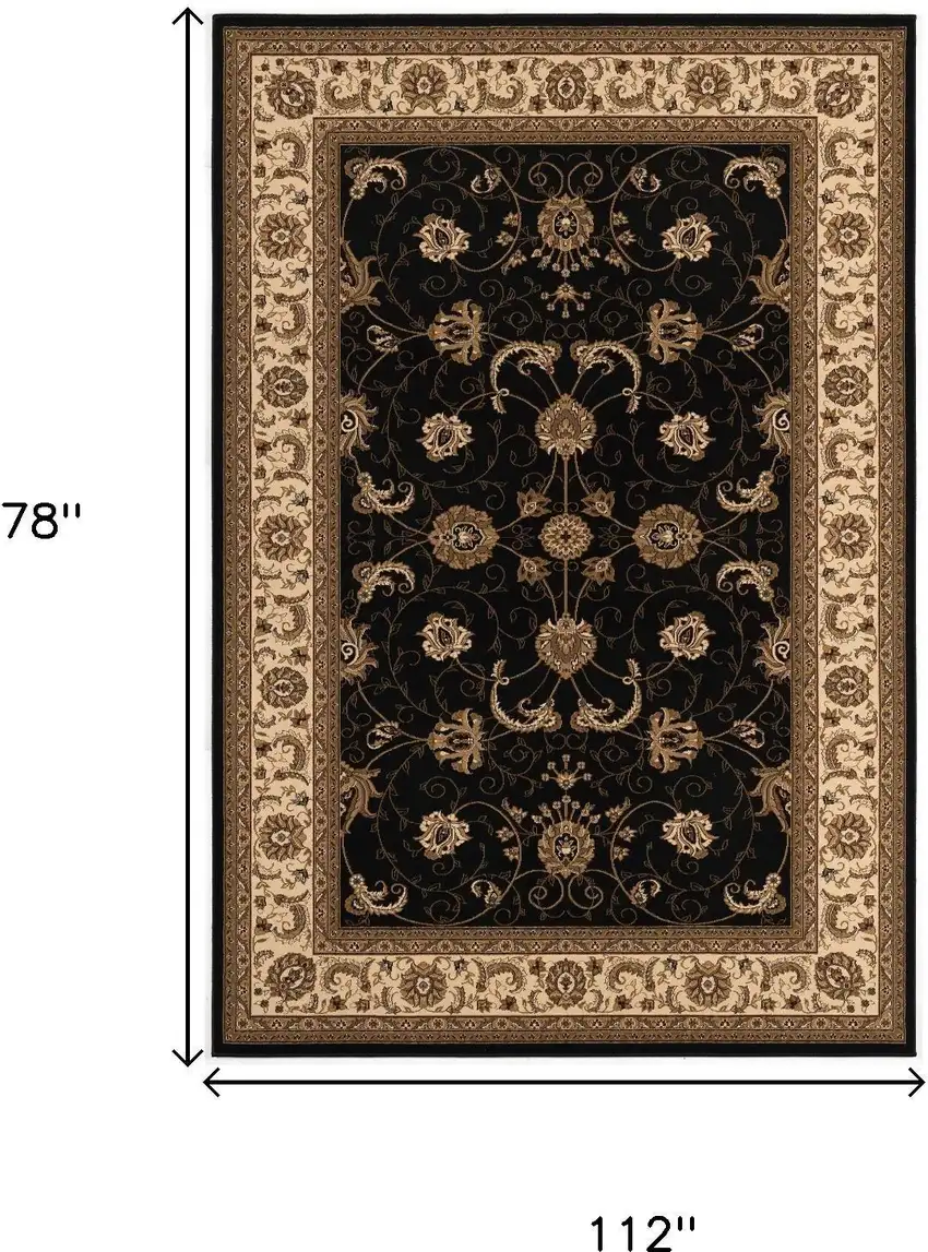 Black And Ivory Oriental Area Rug Photo 8
