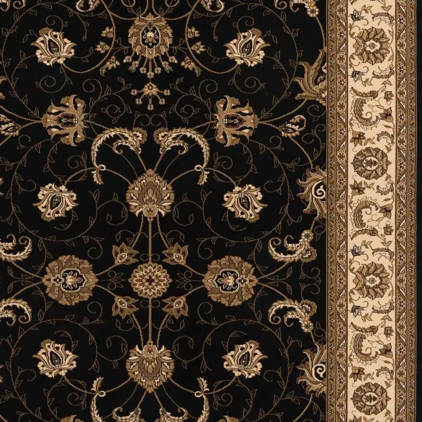 Black And Ivory Oriental Area Rug Photo 3
