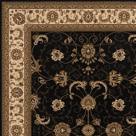 Black And Ivory Oriental Area Rug Photo 3