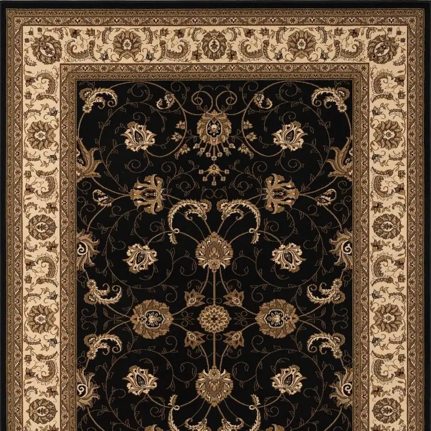 Black And Ivory Oriental Area Rug Photo 4
