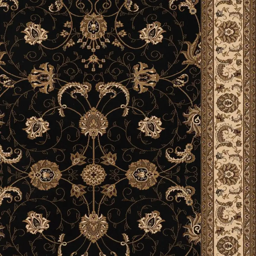 Black And Ivory Oriental Area Rug Photo 3