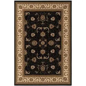 Photo of Black and Tan Floral Vines Area Rug