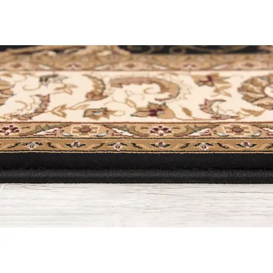Black And Ivory Oriental Area Rug Photo 6