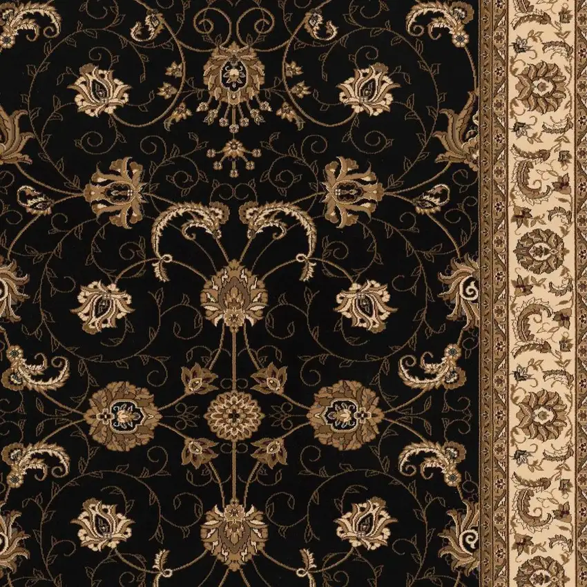 Black And Ivory Oriental Area Rug Photo 2
