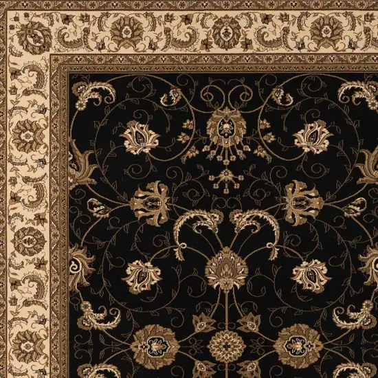 Black And Ivory Oriental Area Rug Photo 8