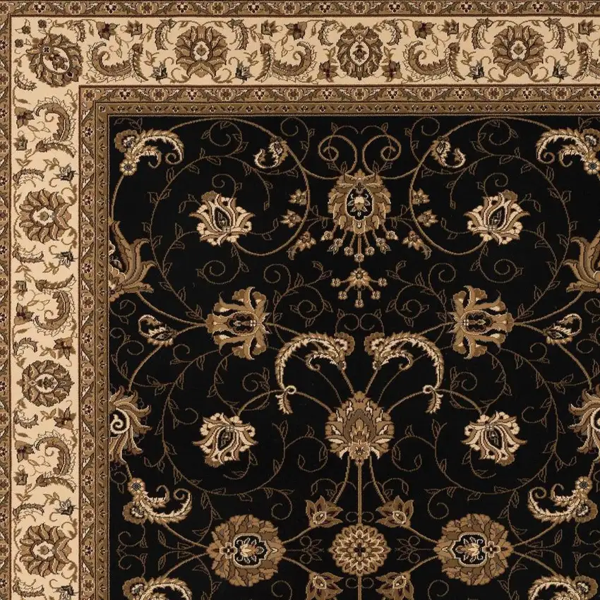 Black And Ivory Oriental Area Rug Photo 8
