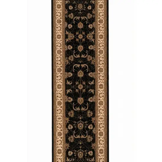 10' Black And Ivory Oriental Runner Rug Photo 3